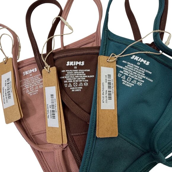 SKIMS Fits Everybody T-String Thongs Lot of 3 Rose Clay Teal Cocoa XS - Picture 8 of 10
